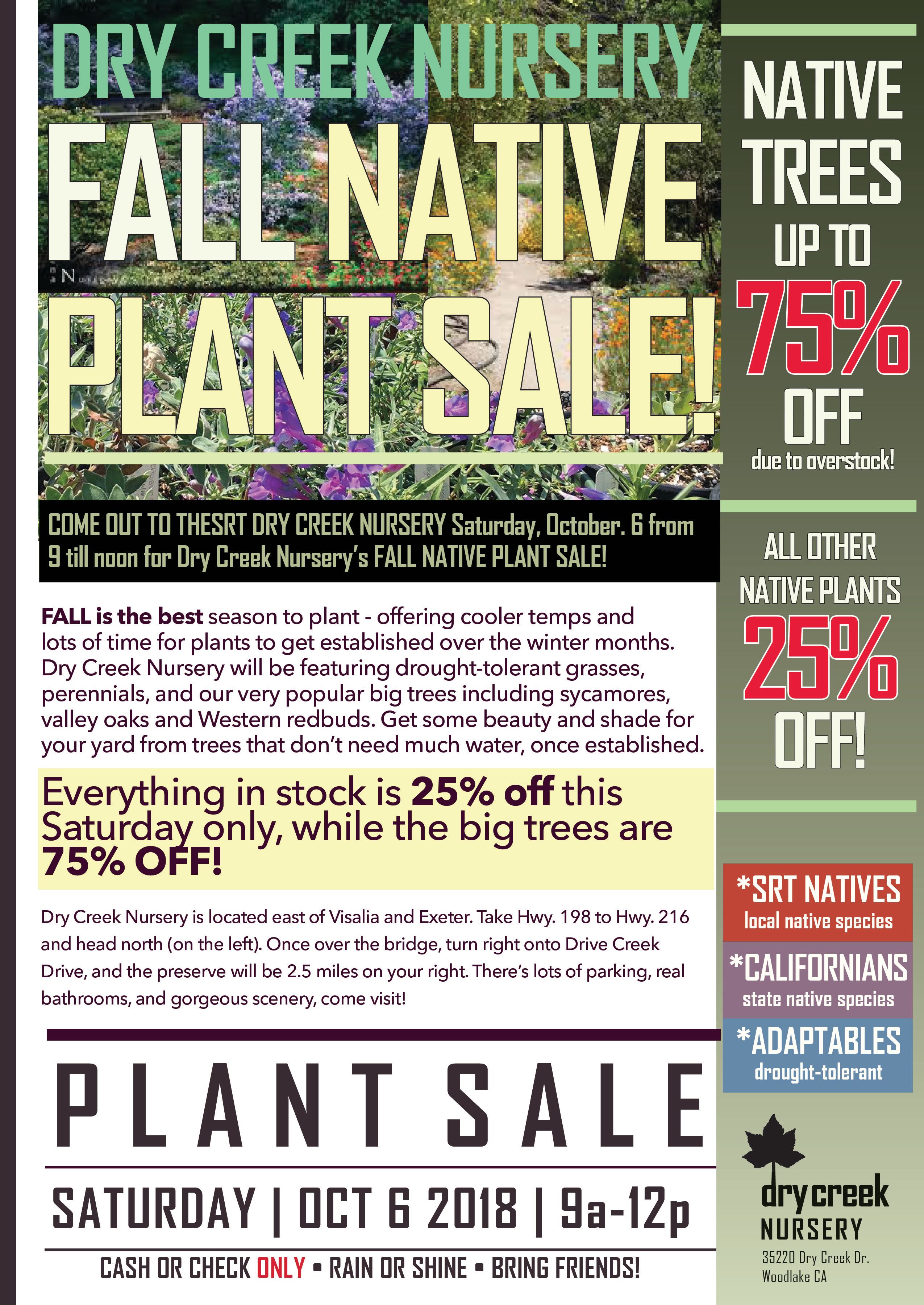 FALL Native Plant SALE at Dry Creek Nursery!