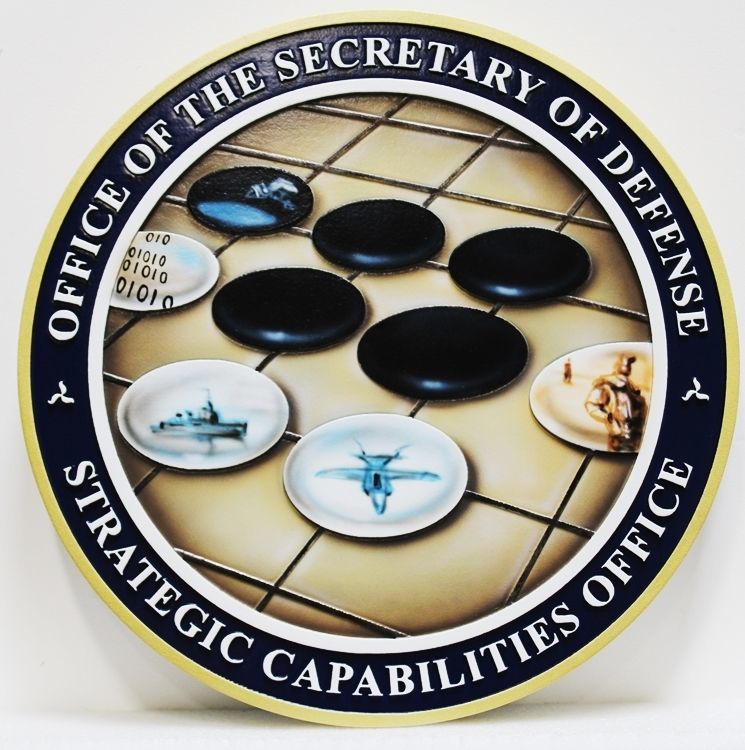 IP-1704 -  Carved 2.5-D Raised Relief HDU Plaque of the Seal of the Strategic Capabilities Office,  Office of the Secretary of Defense