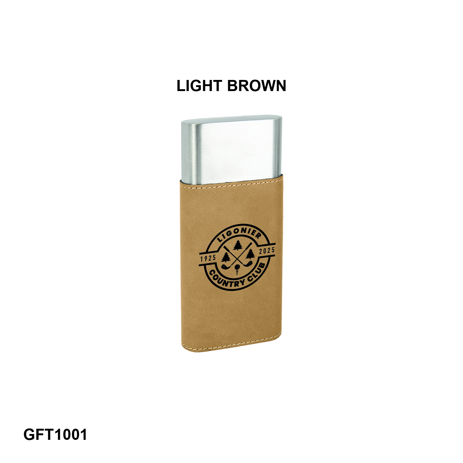 Light Brown Laserable Leatherette Cigar Case with Cutter