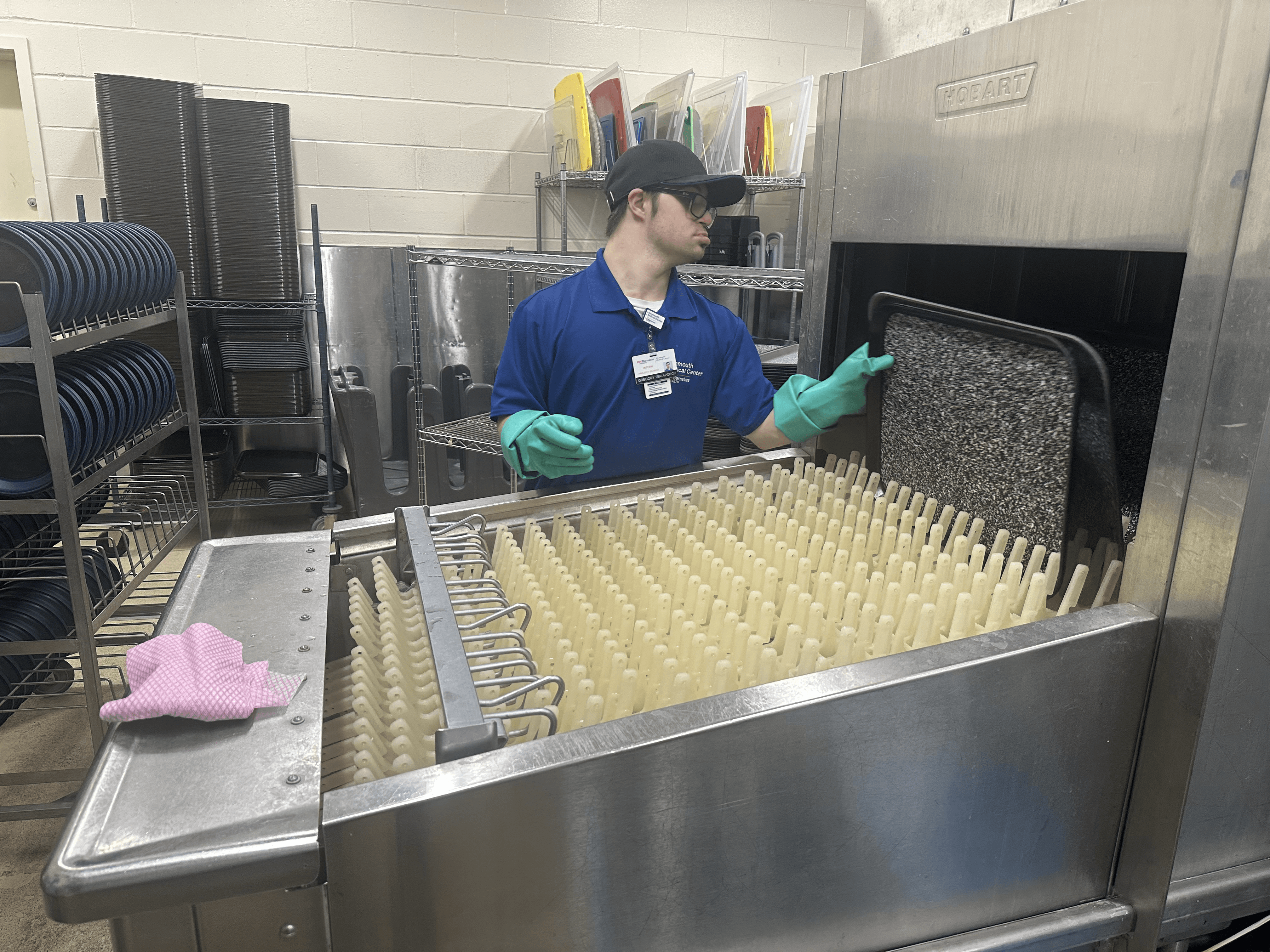 Intern working in kitchen at Monmouth Medical Center