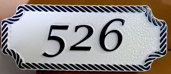 I18888- House Address Number Sign, with Raised Number and Rope Border