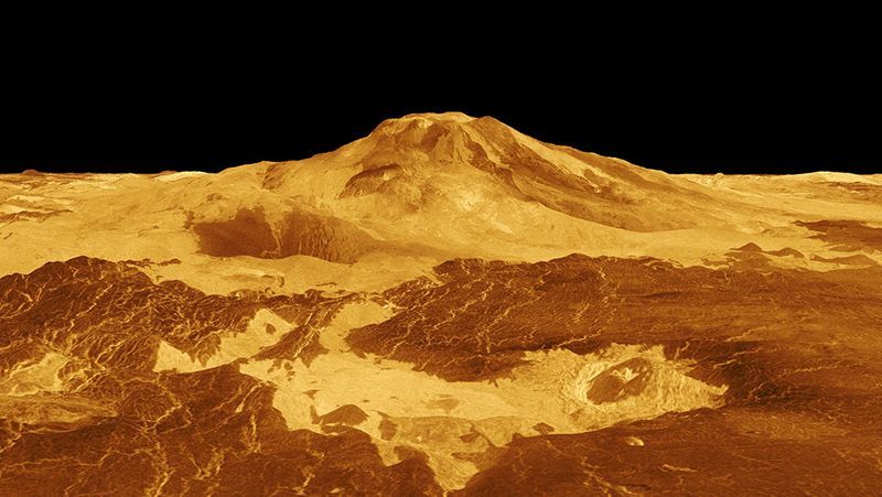 This computer-generated image shows the volcanic vent Maat Mons that researchers say changed between February and October 1991