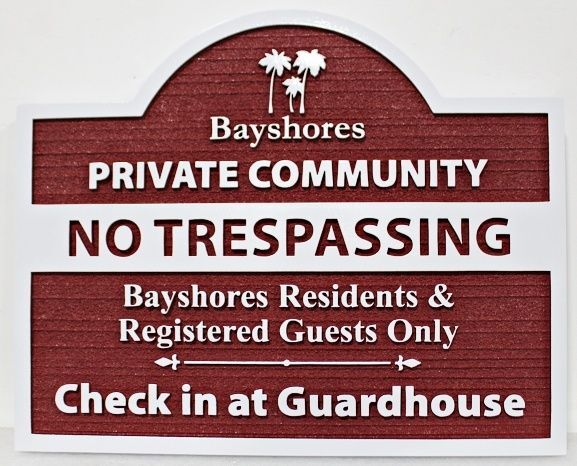 KA20755 - Carved 2.5-D Raised Relief and Sandblasted Wood Grain High-Density-Urethane (HDU) Sign for "Bayshores Private Community"