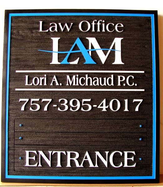A10138 - Carved and Sandblasted Wood Law Office Entrance Sign
