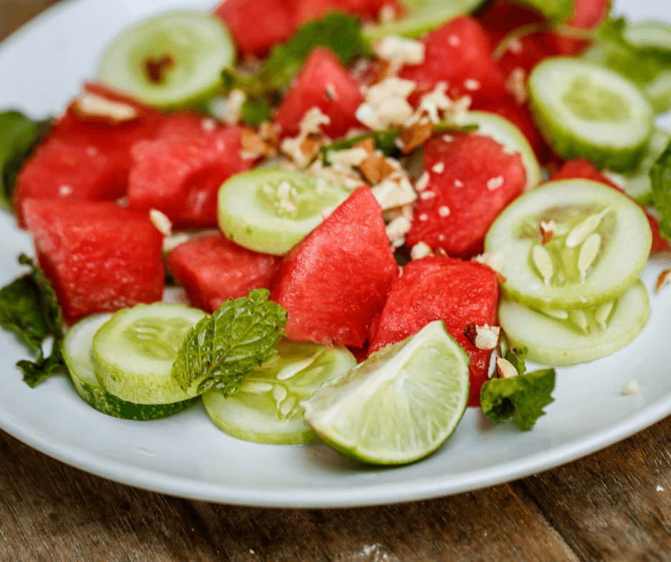 Mediterranean Minty Watermelon Cucumber Salad