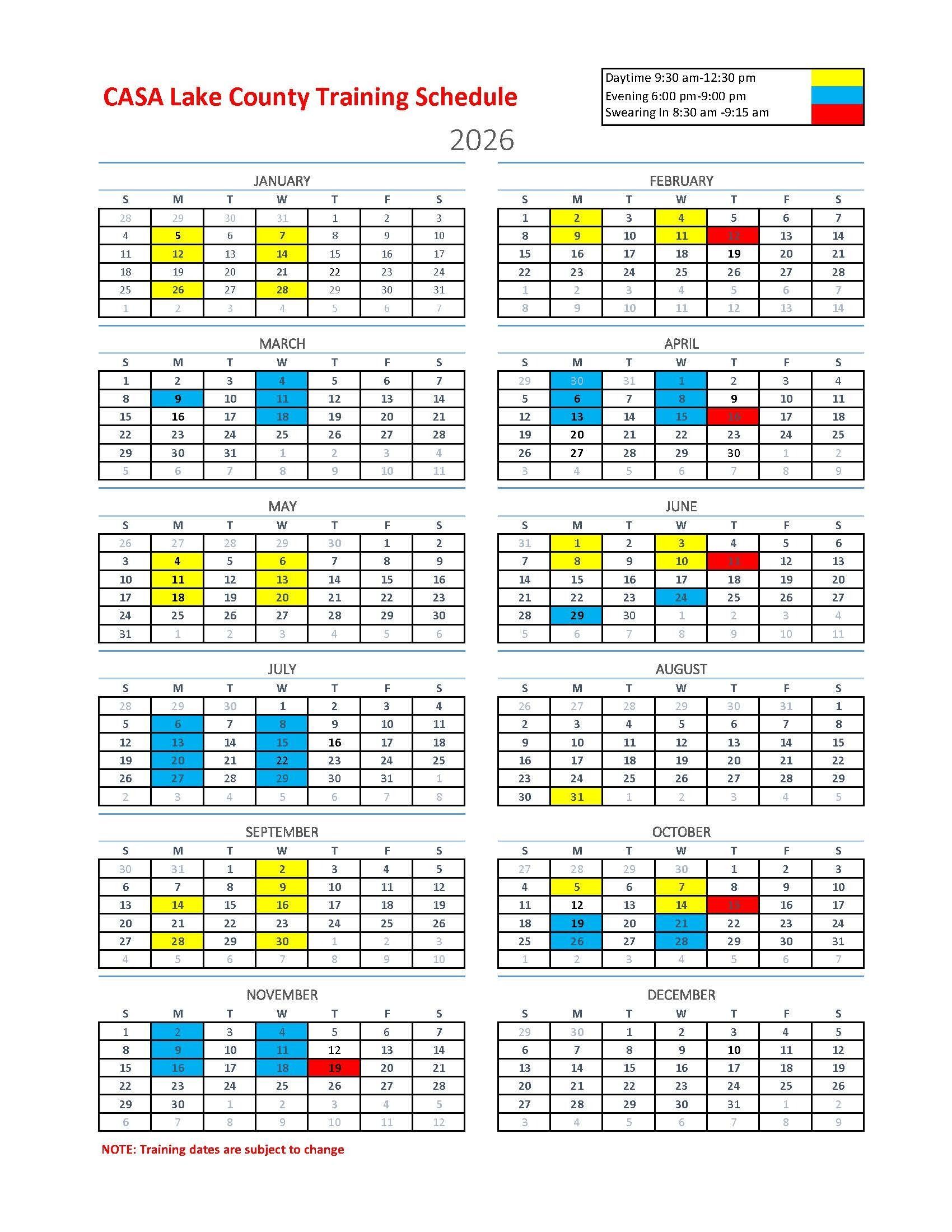 2026 Training Dates - Click to Download