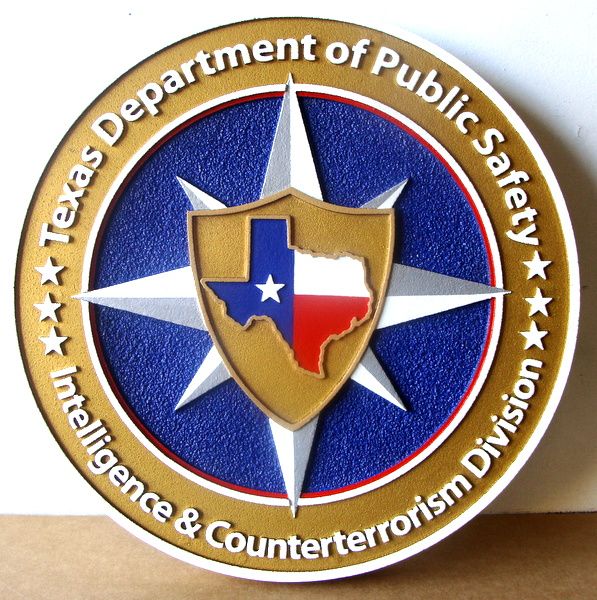 W32472 - Carved 3-D HDU Wall Plaque for the Texas Department of Safety