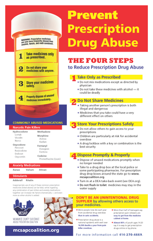 RISE Drug Free MKE Rx Abuse Prevention flyer