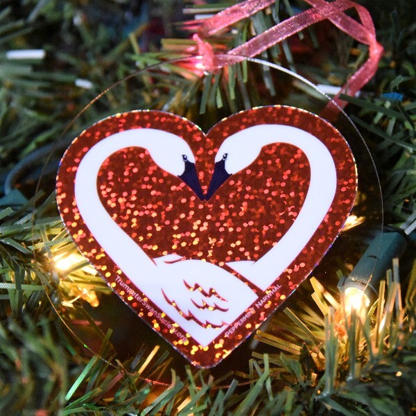 Ornament: Ruby Red Glitter Swan Love