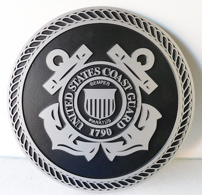 NP-1260- 2.5-D Solid Aluminum Plaque of the Seal of the US Coast Guard,