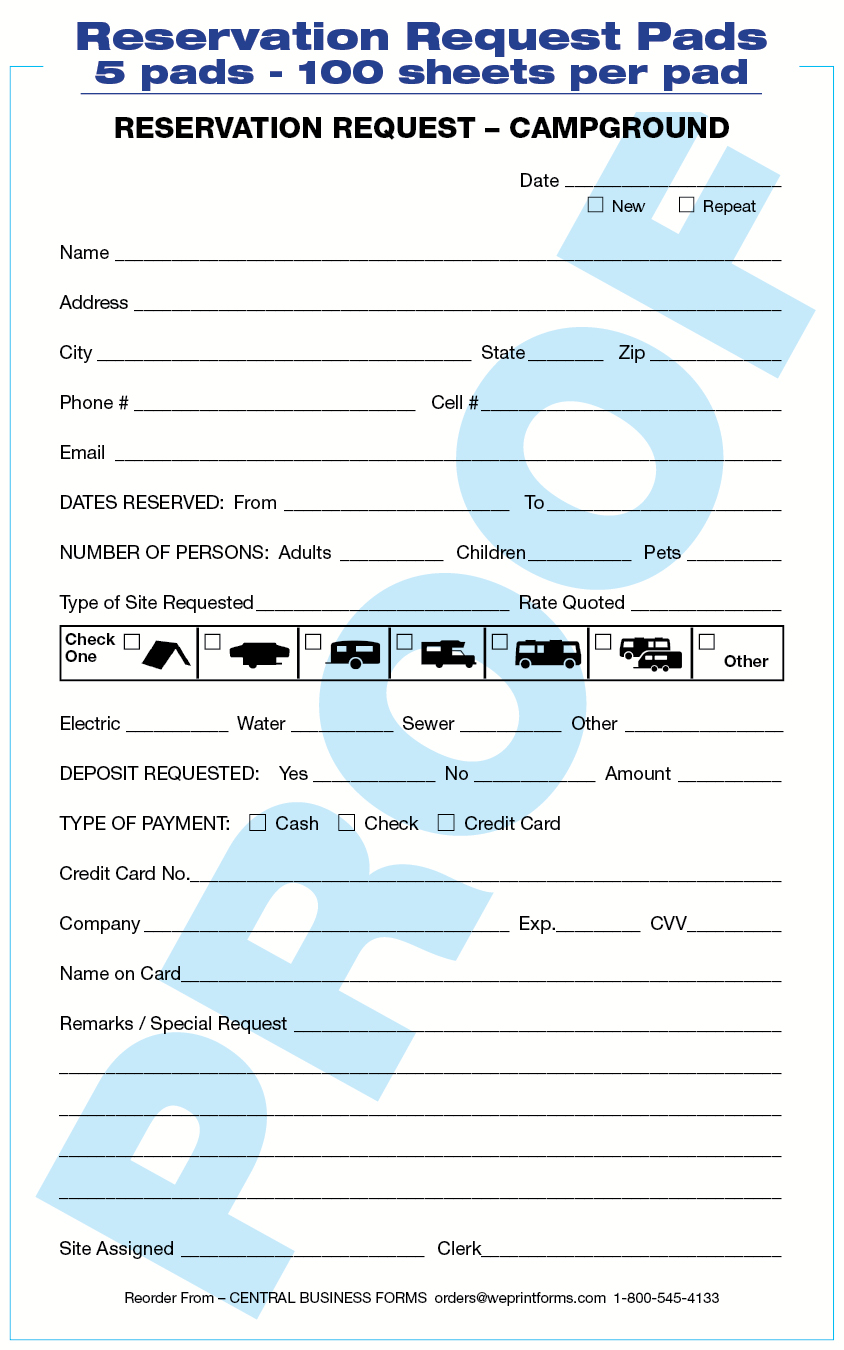 Clive, Iowa Printer Custom Reservation Forms, Cards