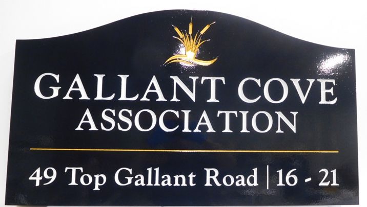 K20360 - Carved Engraved HDU Entrance Sign  for   the "Gallant Cove Association "  Residential Community