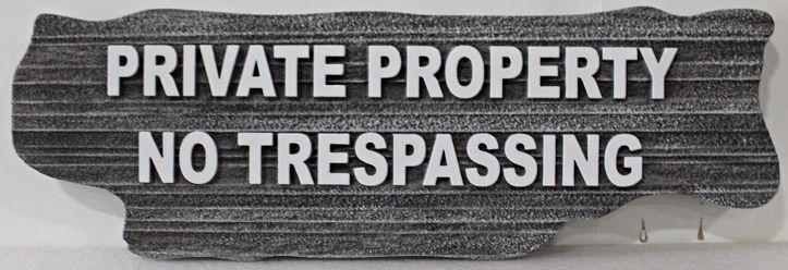 L22407 - Carved and Sandblasted "Private Property No Trespassing" SIgn