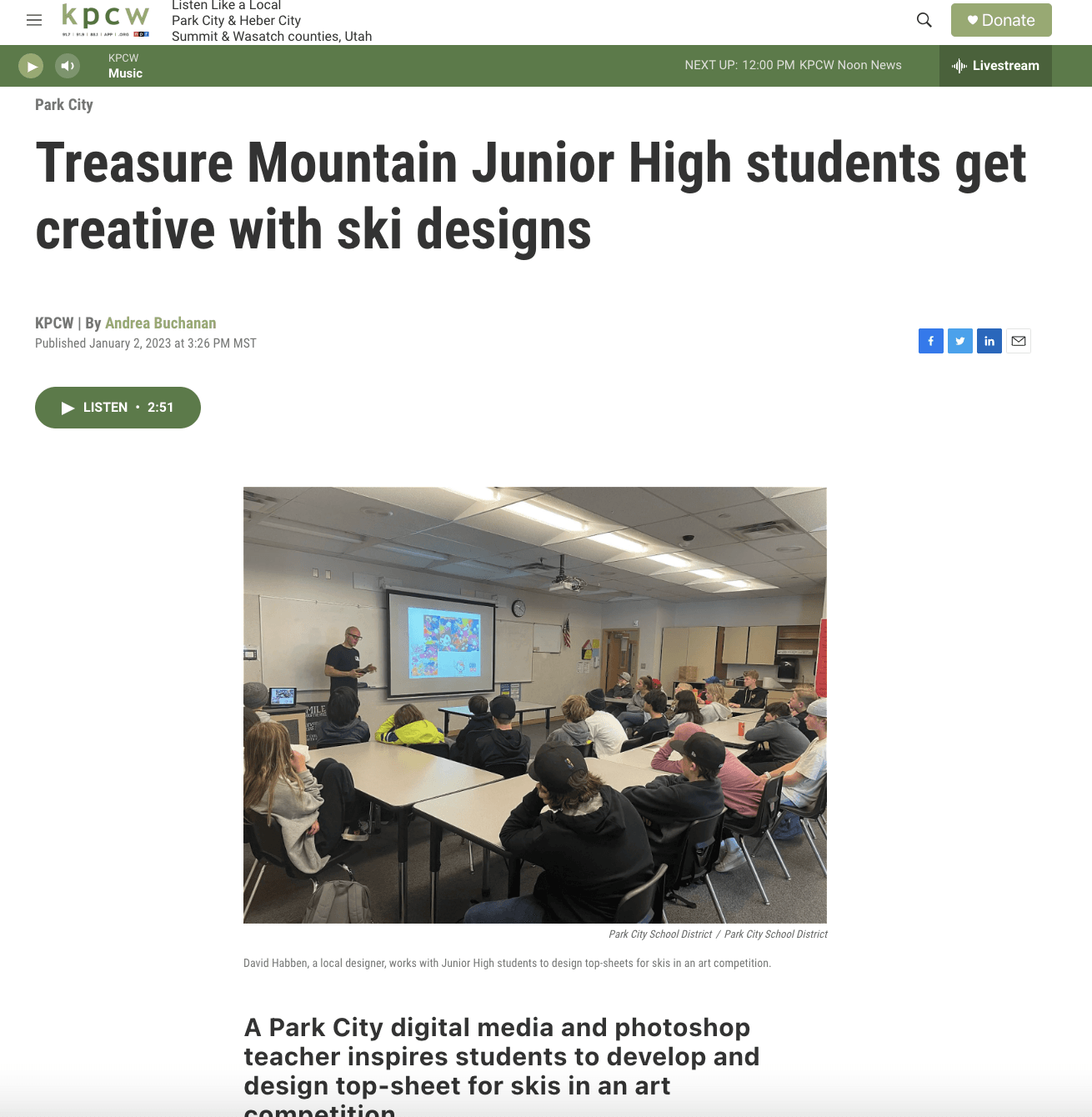 Treasure Mountain Junior High Students Get Creative with Ski Designs