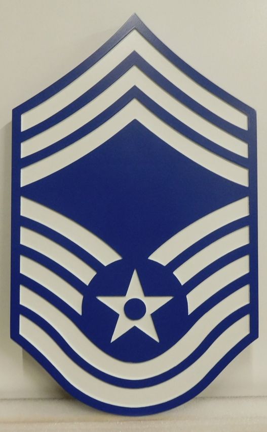 LP-8820 - Carved  Plaque of the Air Force Chief Master Sergeant (E-9) Rank Insignia, Artist Painted