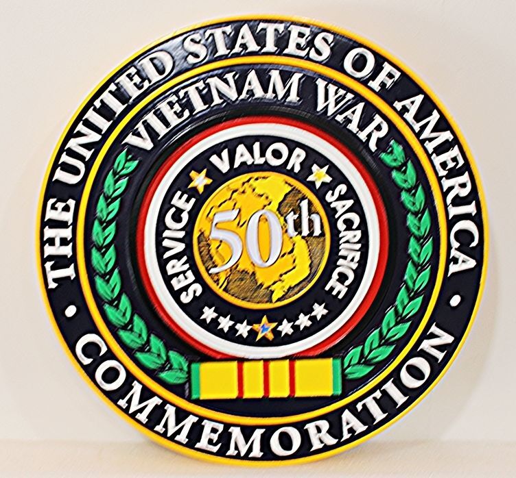 ZP-6006 - Carved 2.5-D Raised Plaque Honoring Veteran's of the Vietnam War for their 50th Reunion.