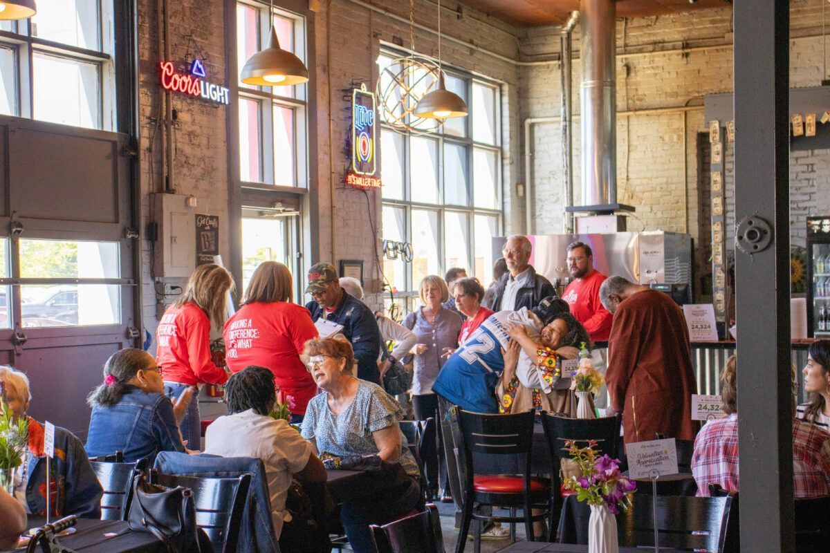 People gathered at a restuarant