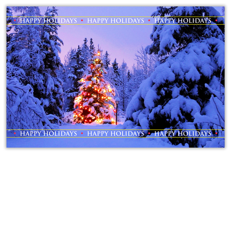 5.5 x 8.5 "Happy Holidays" Snowy Trees