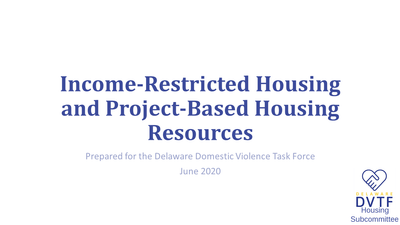 Income Restricted Housing & Project Based Housing Resources