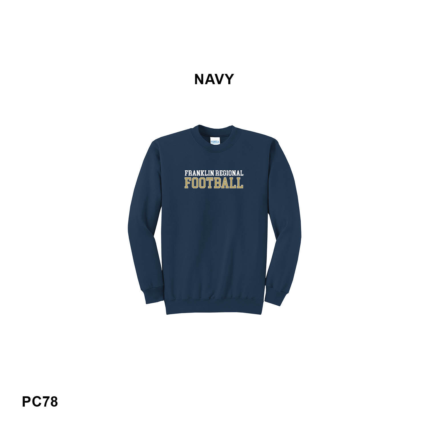 FRANKLIN REGIONAL FOOTBALL LOGO (WHITE & VEGAS) - Port & Co™ Core Fleece Crewneck Sweatshirt