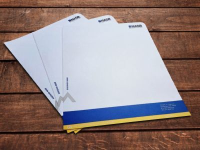 Custom letterhead with one rounded corner printed for North American Savings Bank.