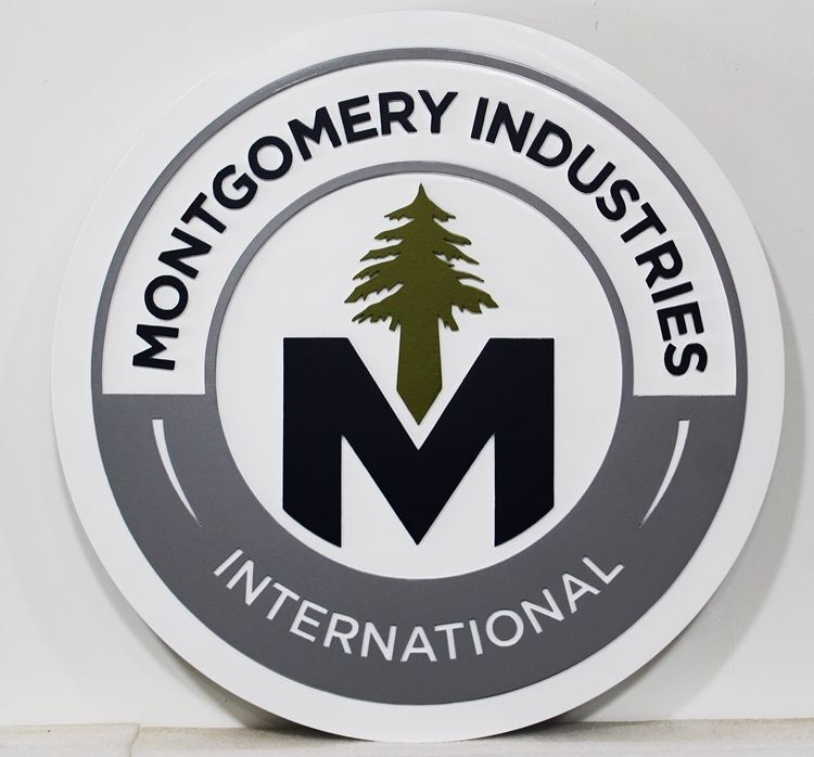 VP-1426  - Carved 2.5-D Multi-Level Raised Relief Plaque of the                       Logo of Montgomery Industries