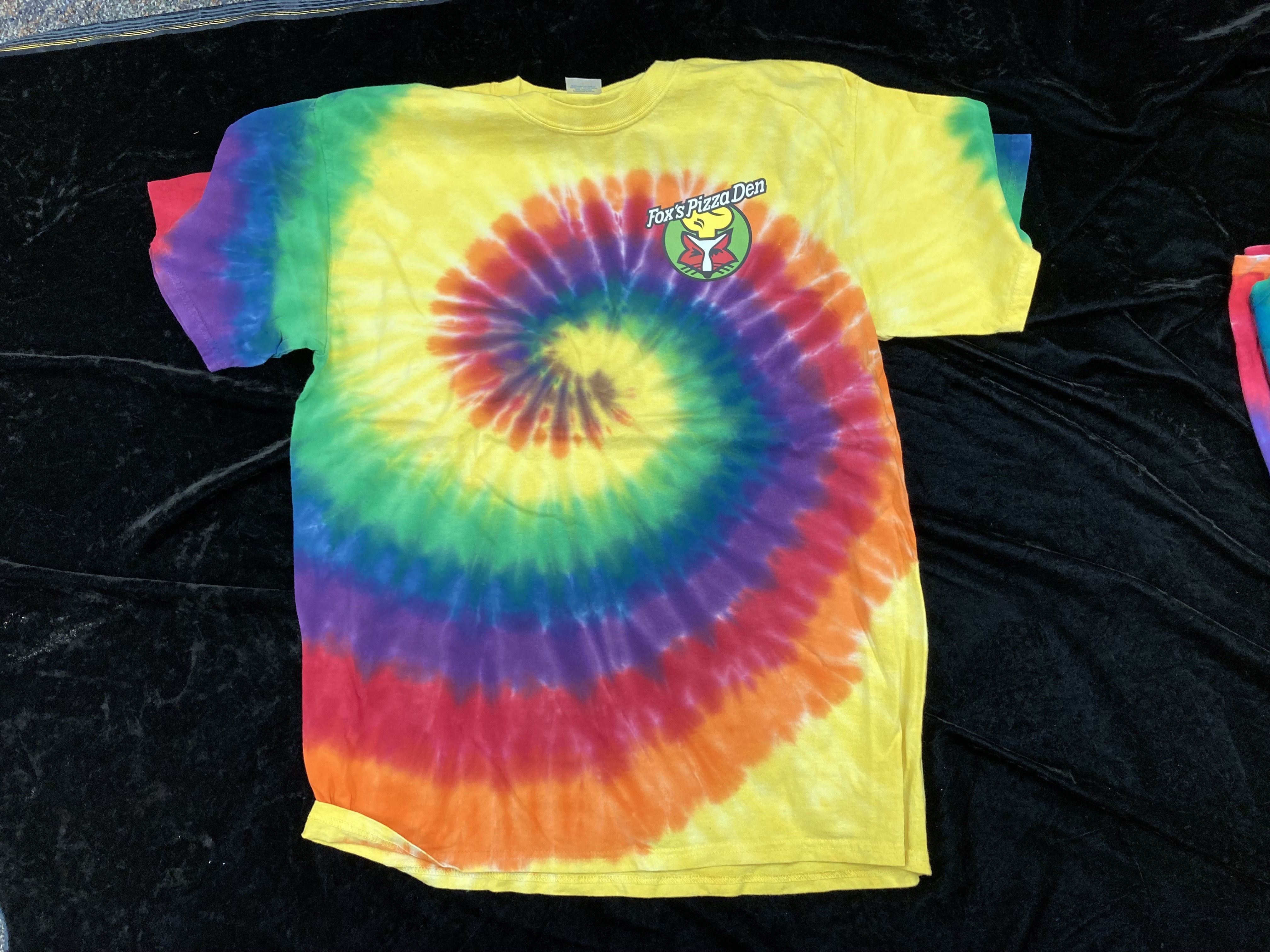SALE Fox's Logo - Large Dark Rainbow Tie Dye Short Sleeve
