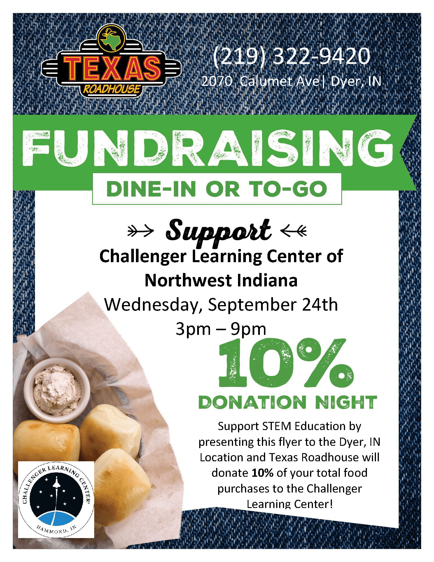 Flier to present for fundraising night on Sept. 24th at Texas Roadhouse in Dyer, IN