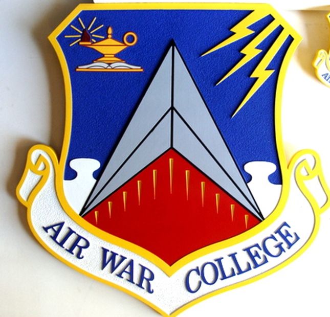 LP-8500 - Carved Shield Plaque of the Crest of the Air Force Air War College, Artist Painted