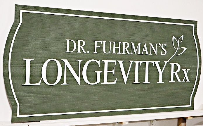 B11378A - Carved and Sandblasted HDU Sign for "Dr. Fuhrman's Longevity Rx" with Artwork