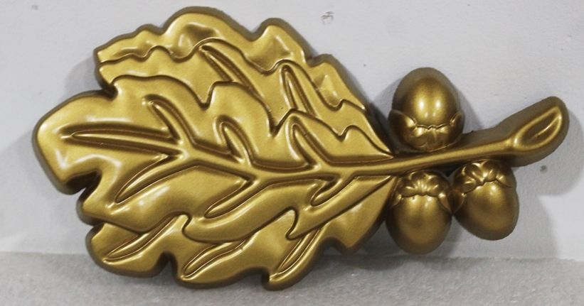 I18330A  - Carved 3-D Bas-relief High-Density-Urethane (HDU) Oak Leaf with Acorns for a Property Name or Address Sign