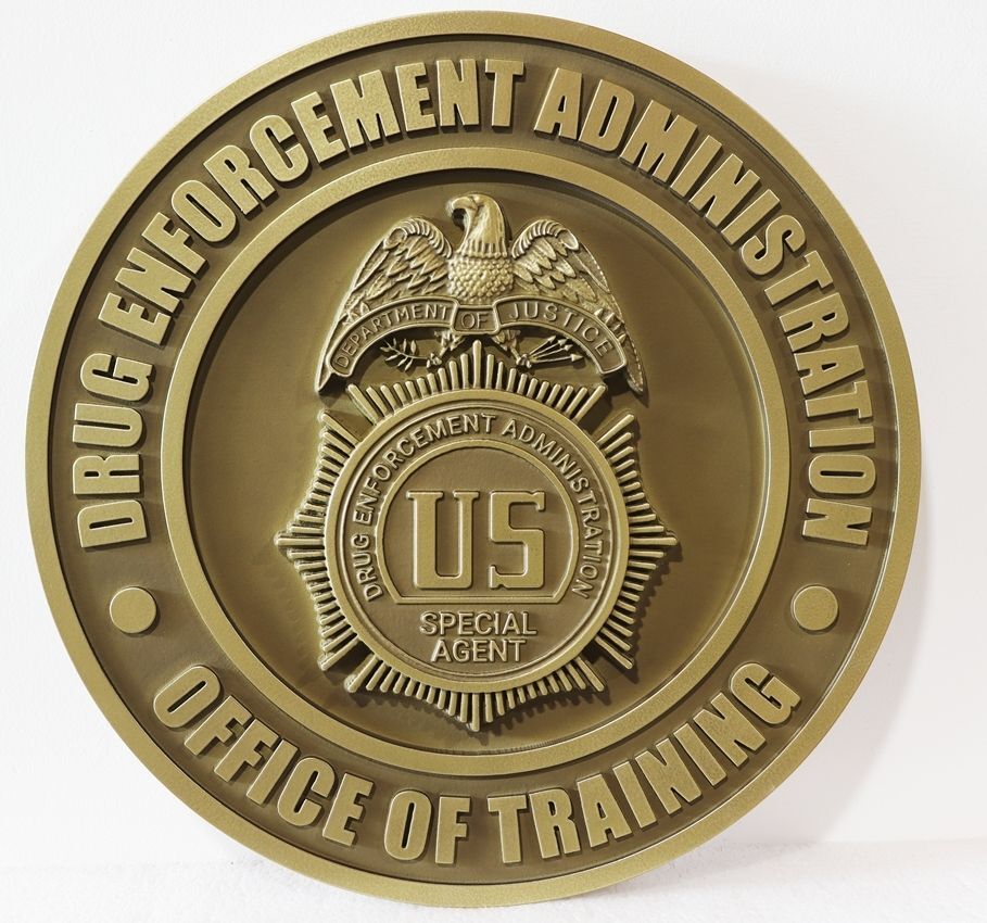 AP-2522A- Carved Multi-Level Plaques of the Badge Seal of the Drug Enforcement Administration (DEA), Office of Training,   Department of Justice 
