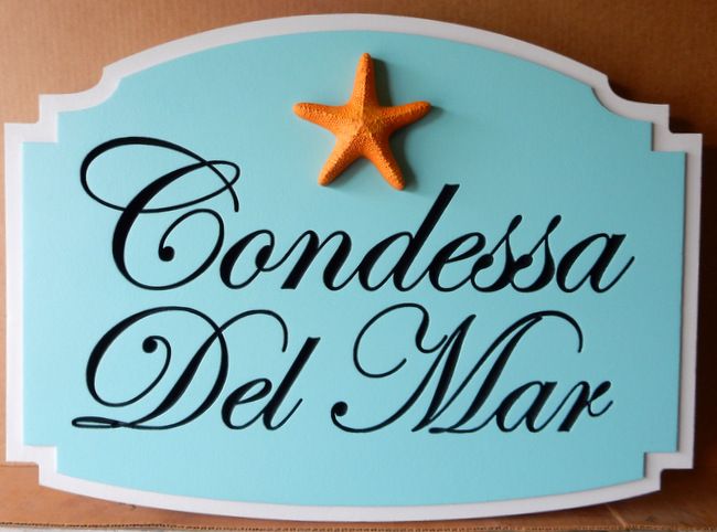 L21511 - Property Name Sign "Condessa del Mar" with Starfish