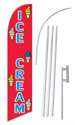 Ice Cream Red Swooper/Feather Flag + Pole + Ground Spike