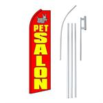 Pet Salon Red Swooper/Feather Flag + Pole + Ground Spike