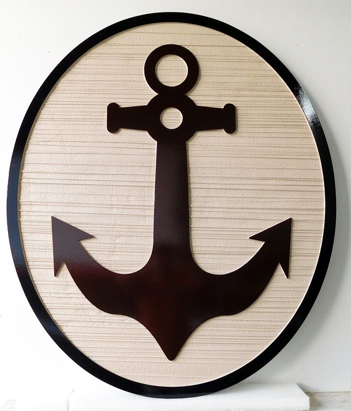 L22542 - Carved and Sandblasted Wall Plaque Featuring a Ship's Anchor