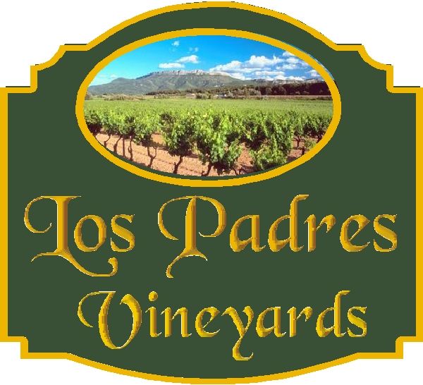 R27070- Carved Los Padres Vineyards Entrance Sign