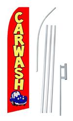 Car Wash Swooper/Feather Flag + Pole + Ground Spike