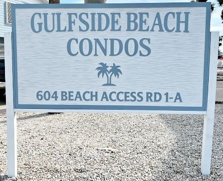 K20073A- Carved HDU Entrance Sign for "Gulfside Beach Condos"