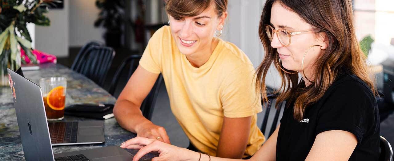 Two Women Using Laptops