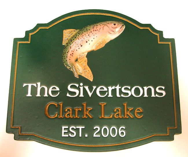 M22550 - Lake Home "The Sivertsons"  with 3-D Carved Jumping Trout