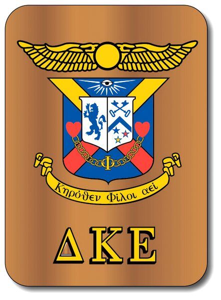 Y34530 - Carved 2.5-D HDU on Cedar Wall Plaque for Delta Kappa Epsilon Fraternity Coat-of-Arms 