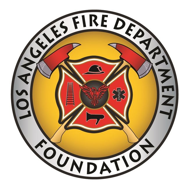 QP-3070 - Carved Wall Plaque of  the Seal  of the  Los Angeles  Fire Department Foundation, California,  Artist Painted 