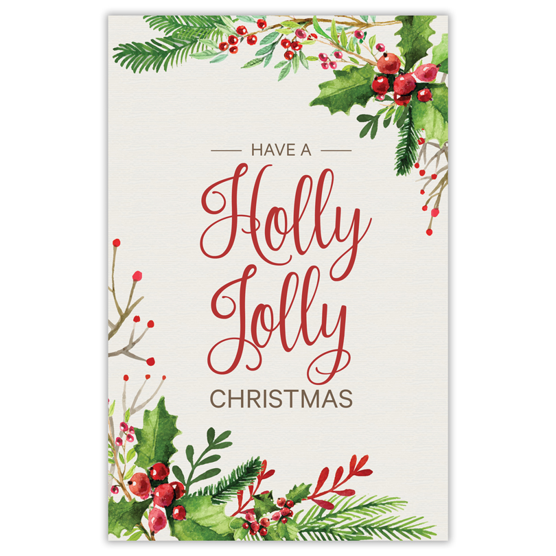 5.5 x 8.5 "Holly Jolly Christmas" Holly