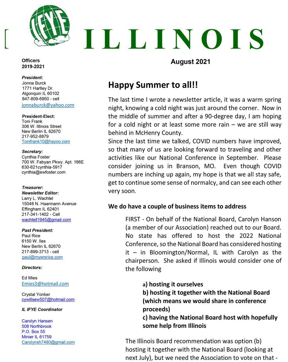 Read the Illinois August 2021 Newsletter