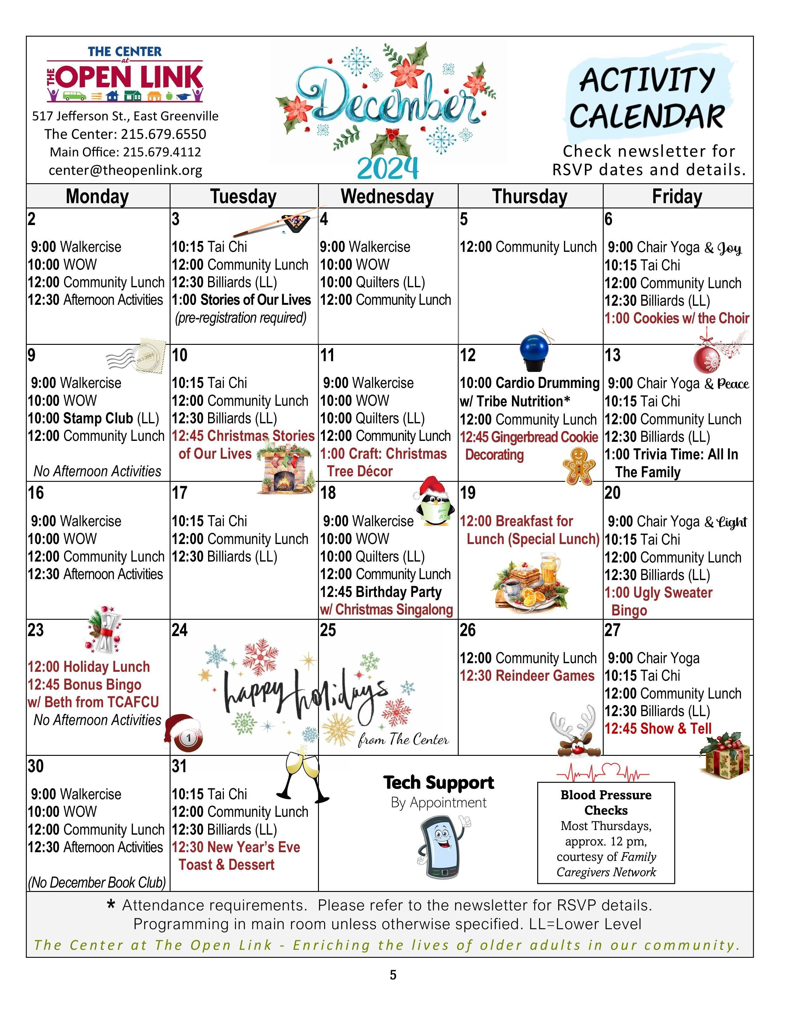 December 2024 Activity Calendar