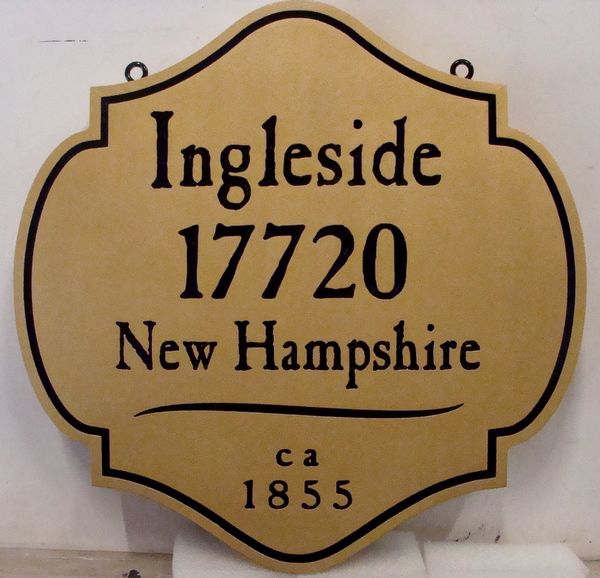 I18150 - Engraved Property Address Sign "Ingleside", in Colonial Style