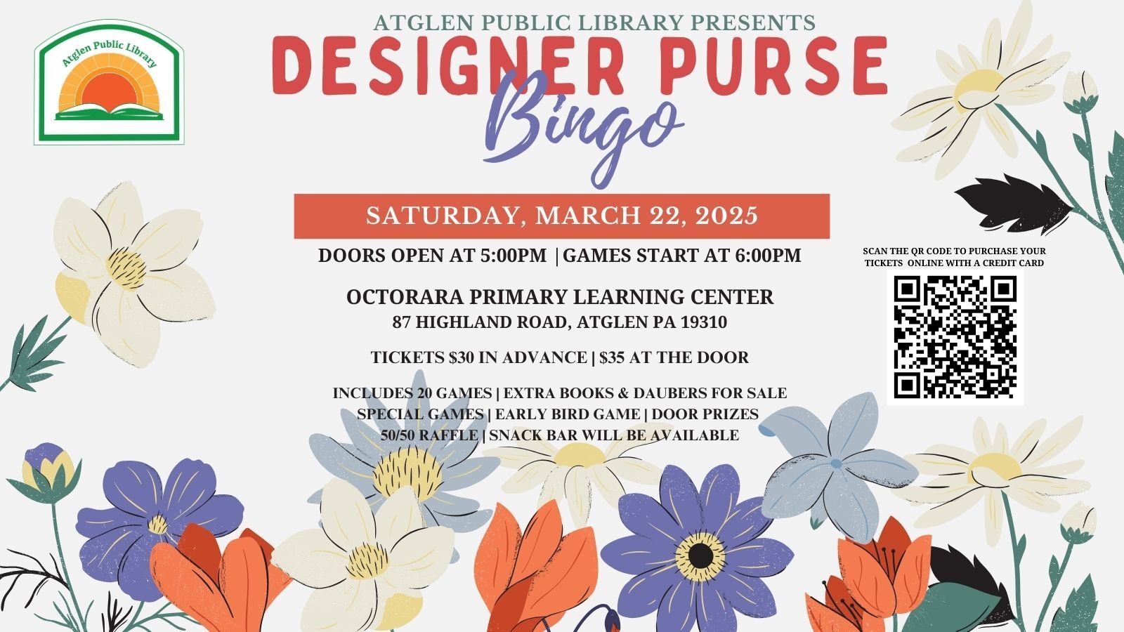 Flyer for Designer Purse Bingo fundraising event