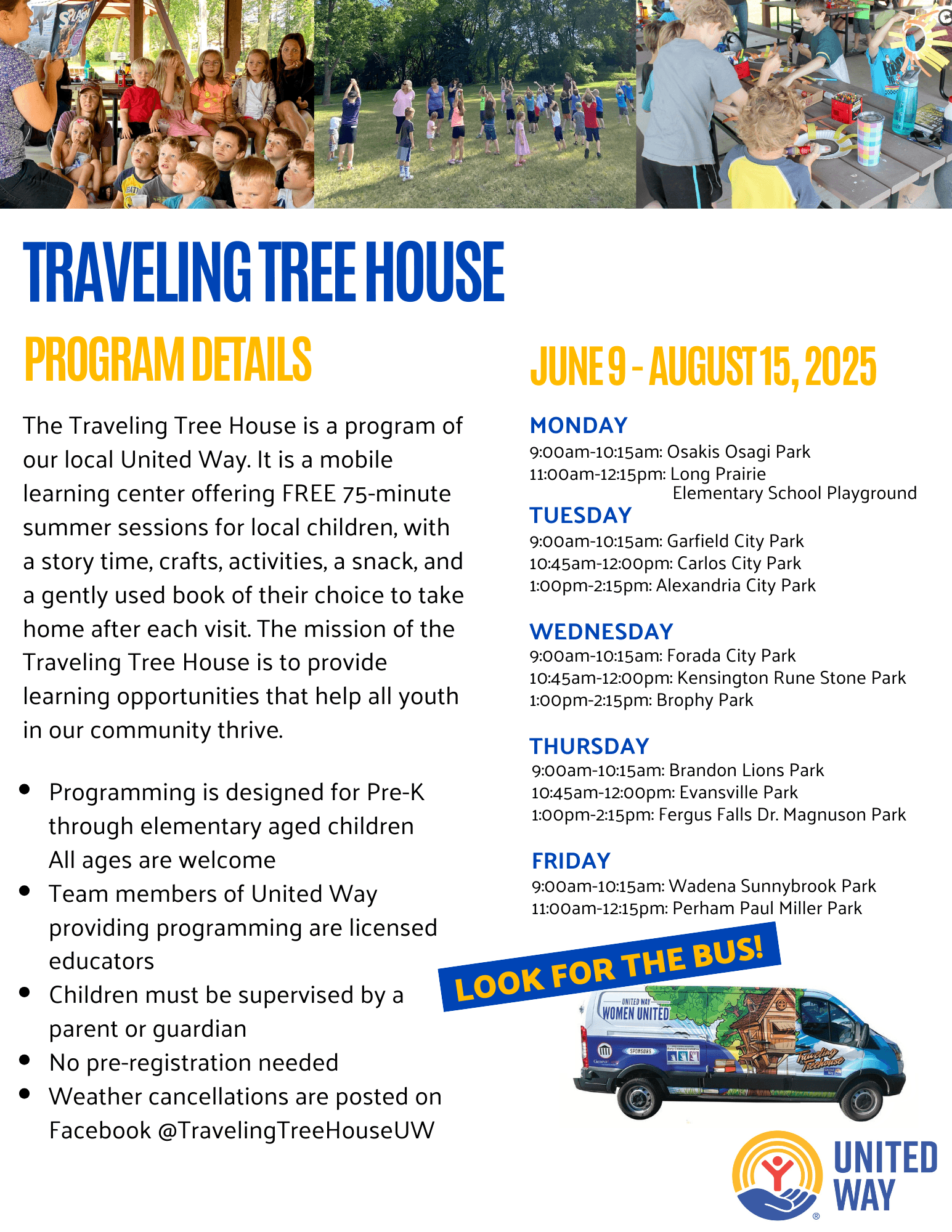 Traveling Tree House Schedule 2025