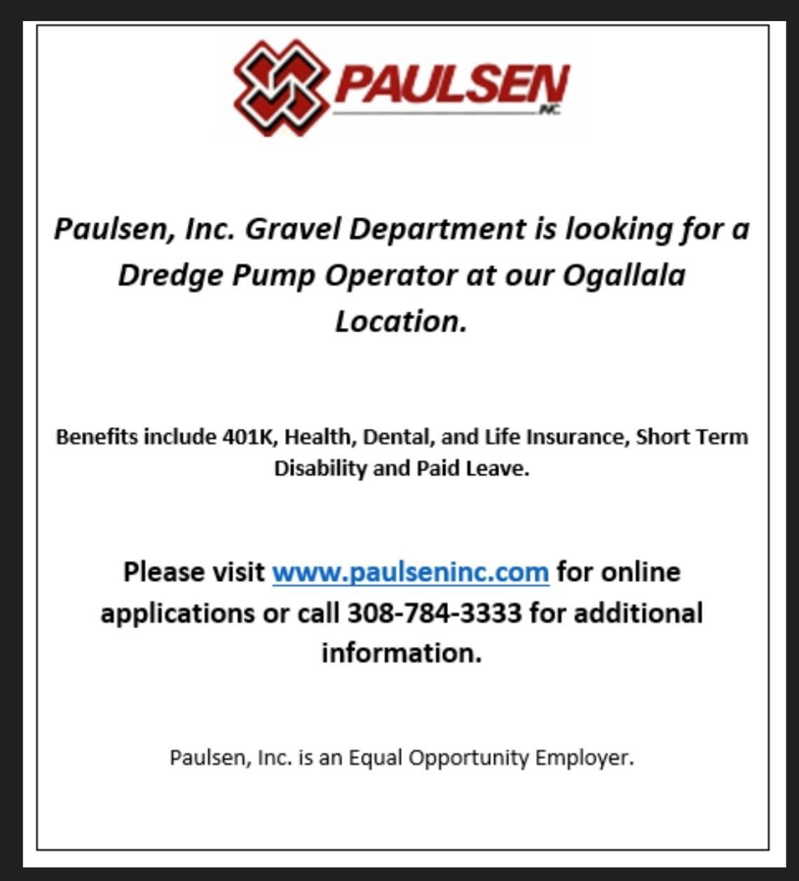 Paulsen, Dredge Pump Operator